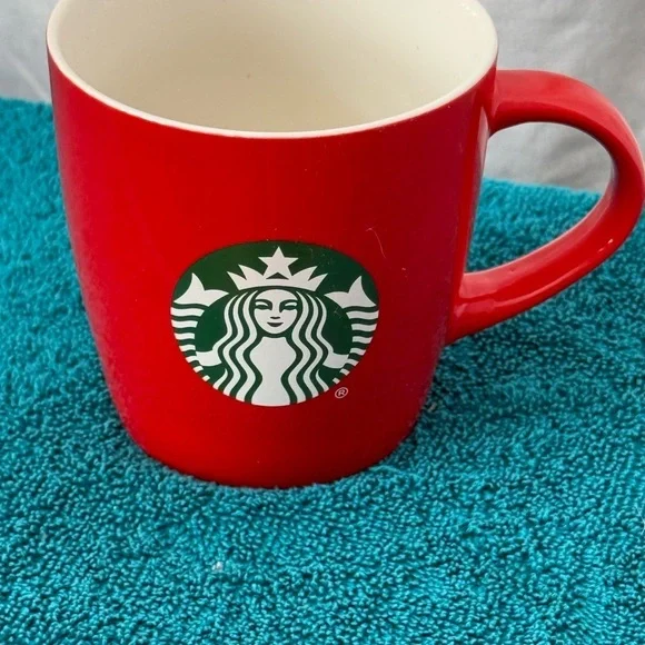 STARBUCKS Siren LOGO Solid Red‎ w/ White Inside Ceramic Coffee Mug/Tea Cup 11oz