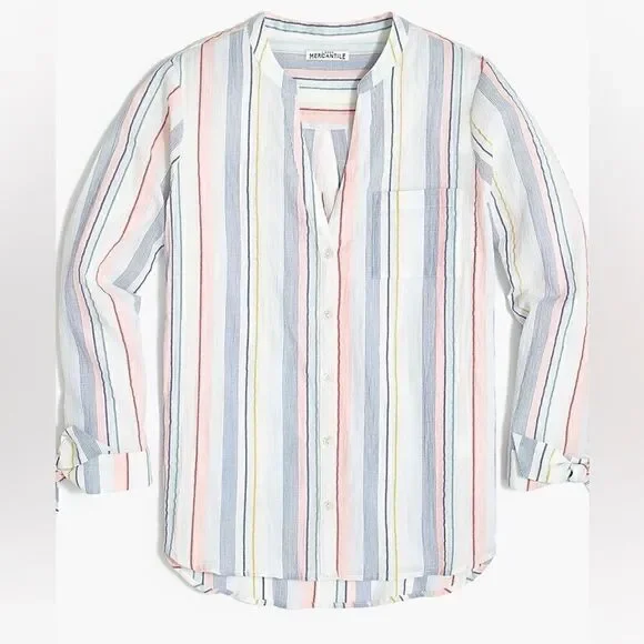 J.Crew Mercantile Striped Tie-sleeve button-up shirt
