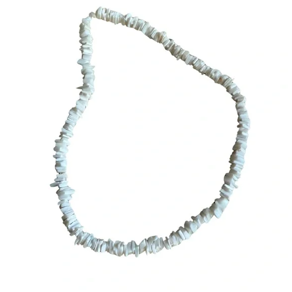 Y2K Shell Beaded Necklace | White Surfer Boho Choker No Clasp 90s‎ Style