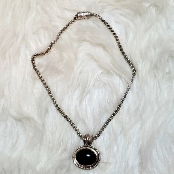 Boutique silver and black necklace