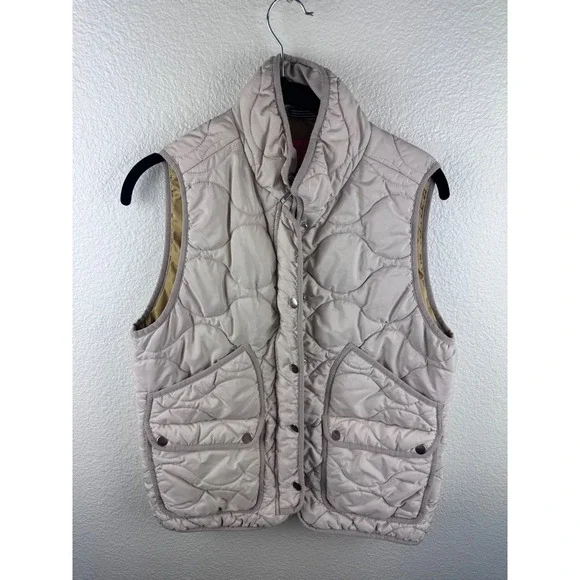 J‎ Crew Quilted Excursion Puffer Primaloft Vest Lightweight Insulated M Ivory