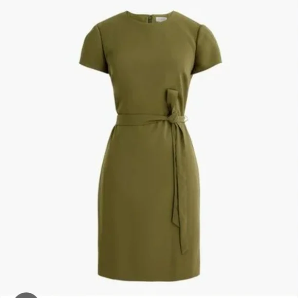 J. Crew Olive Green Mini Dress with Waist Tie