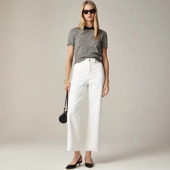 J. Crew 96 Slim Wide Jean Womens 27 White Boho Nautical Indie‎ Preppy Street NWT