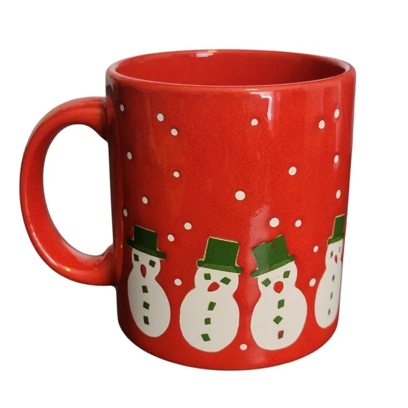 Waechtersbach Christmas Coffee Mug‎ with Snowman Red White Green Made in Germany