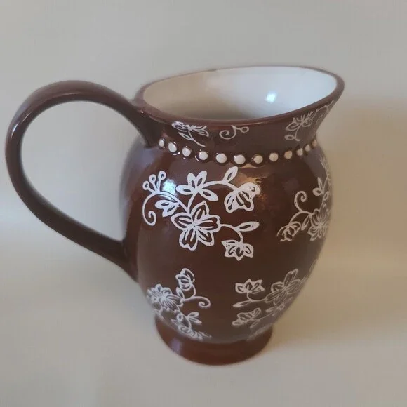 Temptations by Tara Floral Lace Brown Pitcher 20 oz