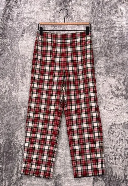 J Crew Pants 2 Womens Pull On Straight Leg Bi Stretch Wool In Stewart Tartan