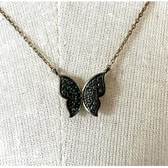 Rhinestone butterfly dainty pendant necklace