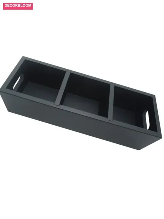 Wooden Tea and Sugar Organizer with 3 Slots, Kitchen Countertop Storage Box