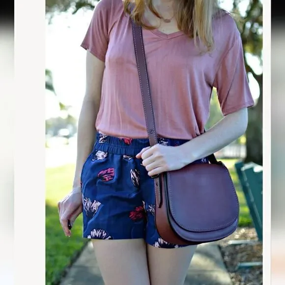 J. Crew Boardwalk Blue Floral Pull on Shorts size 0
