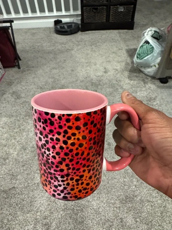 Leopard Spot Ceramic Tumbler in Pink, Orange & Yellow
