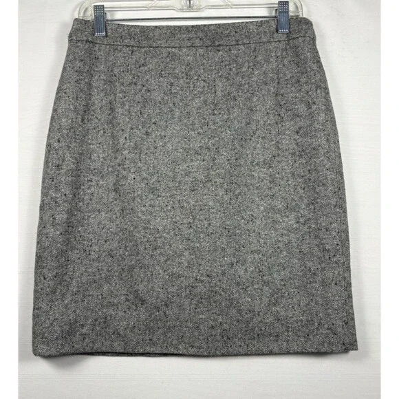 J. Crew Women's Tweed Pencil Skirt   Gray Wool Silk‎ Blend Knee Length Lined 6