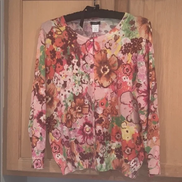 J.Crew Cardigan Size: Large Soft watercolor floral