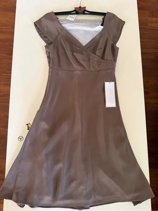 J.Crew collection silk Taupe Satin V‑Neck A‑Line Dress