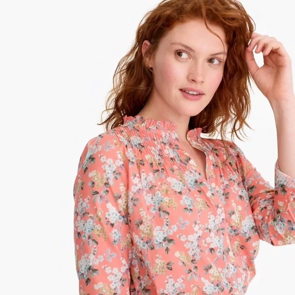 JCREW Classic Ruffle Popover Shirt NWT 12 Floral