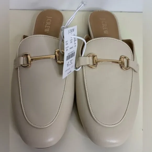 NWT J. Crew Women's Cream Mules with Gold Accent sz 9