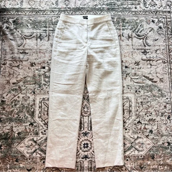 J.Crew Kate Straight Leg Linen Four-Season Stretch Pant- Size 0/2