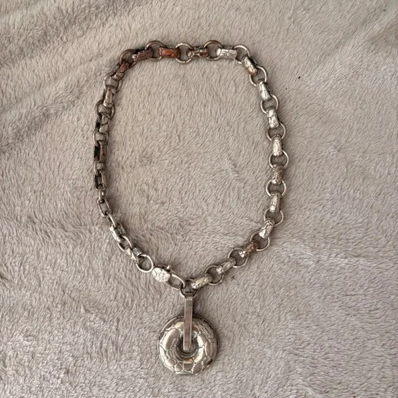 Vintage Artisan John Hardy Inspired Hammered Silver Tone Necklace 15