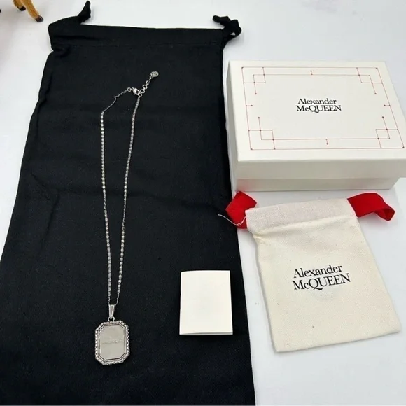 Women’s Alexander McQueen logo engraved pendant necklace made in Italy