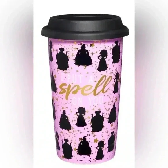 Hocus Pocus Put a Spell on You Travel Tumbler 13 oz. Ceramic purple sealed‎