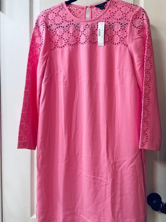 J. Crew Pink Eyelet Yoke Top