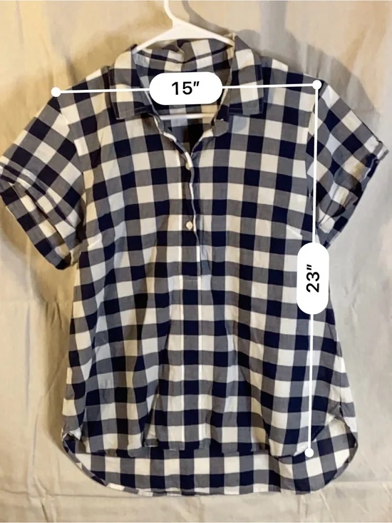 J. Crew Navy and White Gingham Button-Down Shirt