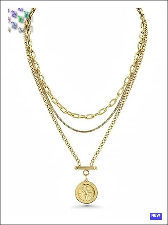 Gold Plated Layered Necklace Set - Dainty Pendant Necklaces for Women