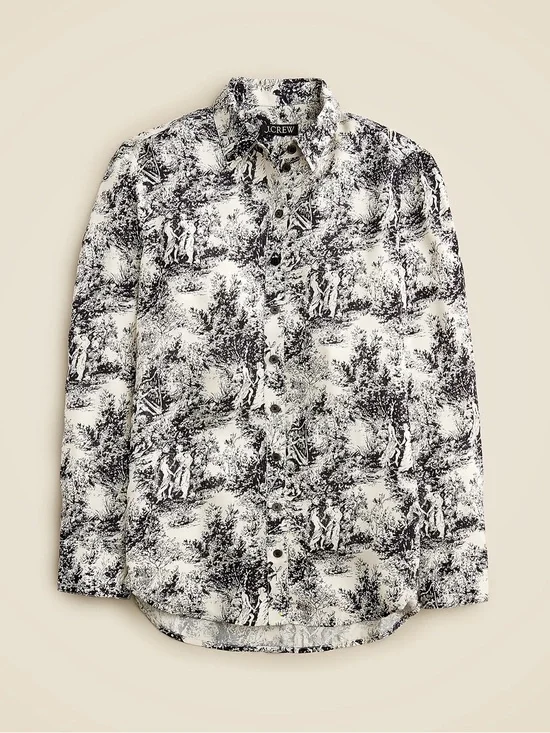 J. Crew. Draper Toile Printed Shirt. Black/Cream. Size Small.