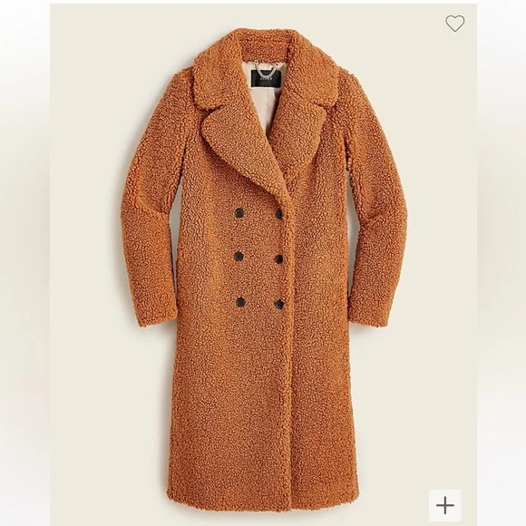J. Crew Long Teddy Coat in Rust