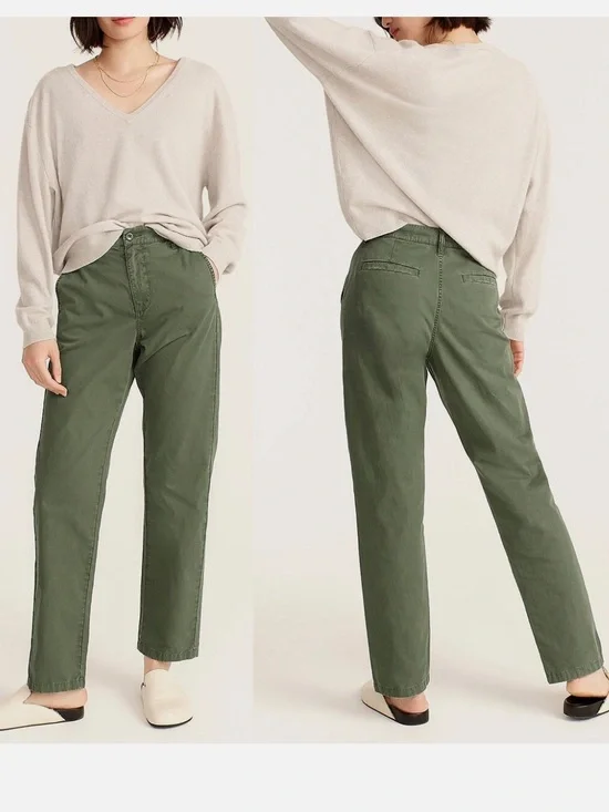 J. Crew Olive Green Slouchy Boyfriend Chino Pants 27 NWT