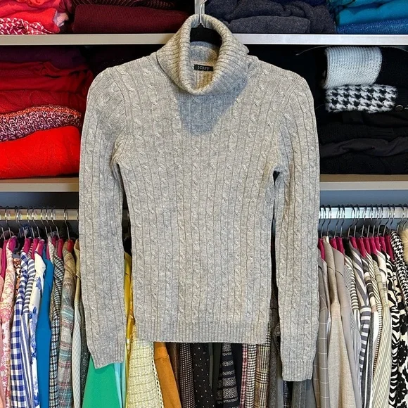 J Crew gray 35% wool long sleeve turtleneck sweater size XS NWT