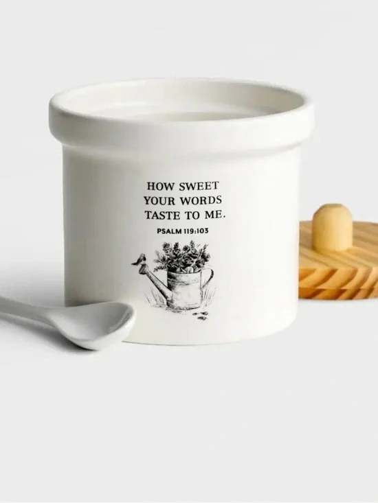 DaySpring - White Ceramic Condiment Jar with Psalm 119:103 Verse