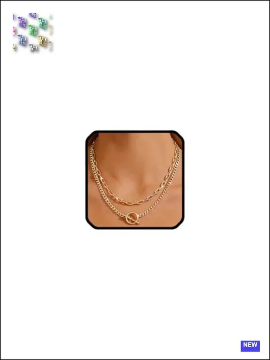Gold Chunky Layered Necklace Set - Paperclip & Cuban Link Chains with Toggle