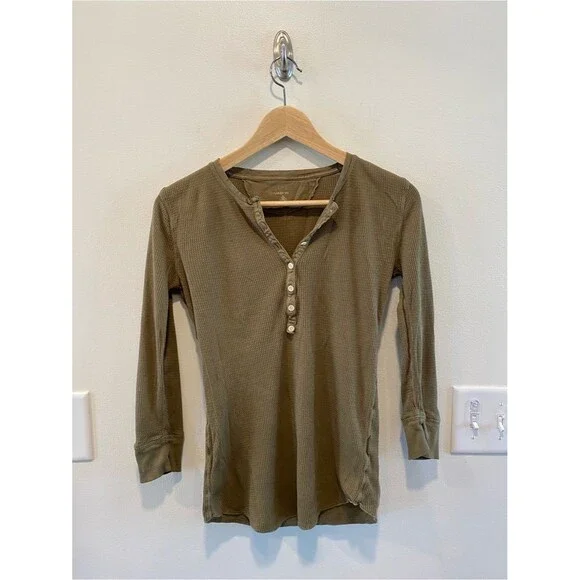 J. Crew womens Y2K Henley thermal waffle size small fairy grunge 2000s