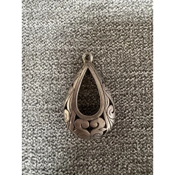 Vintage Sterling Silver 925 Pendant‎ Open Scrollwork Filigree