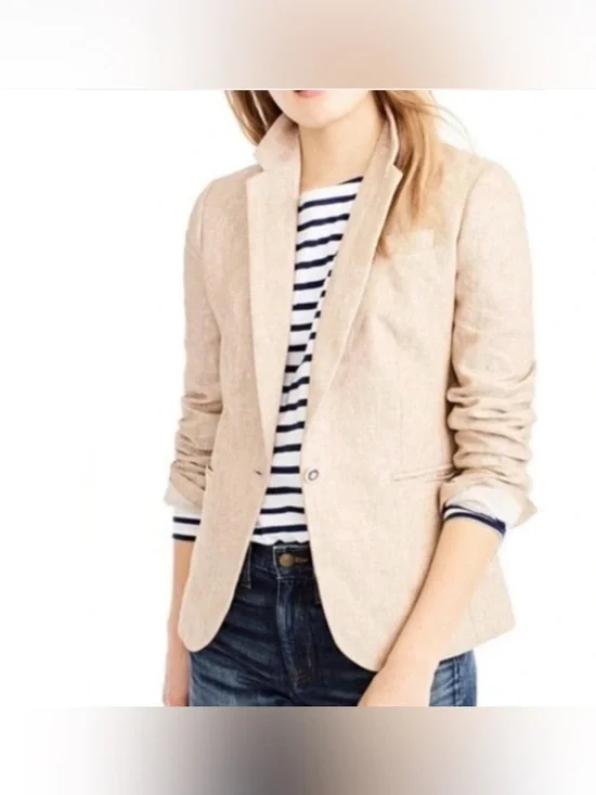 J.Crew Campbell blazer made from a linen blend.beige size 6