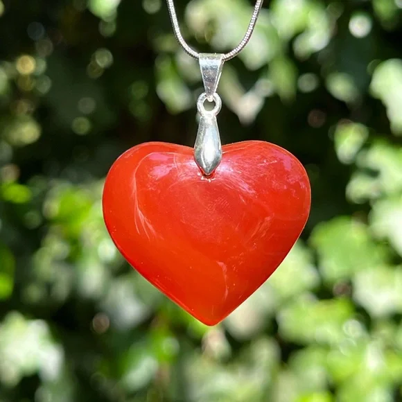925 silver plated carnelian heart pendant‎ 2015