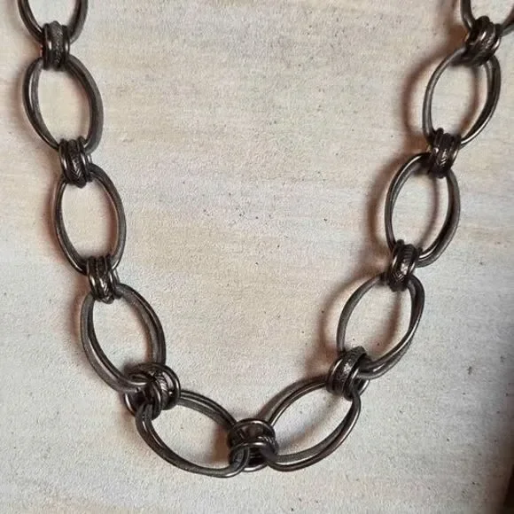 Daisy Fuentes Gunmetal Chunky Oval Link Chain Statement Necklace 19-20