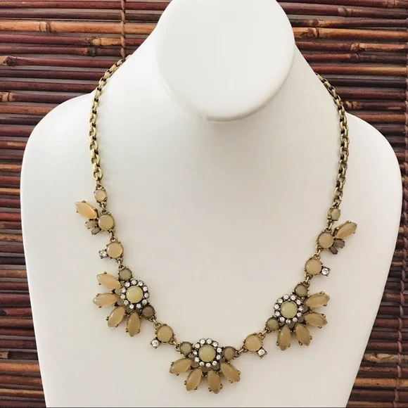 J Crew Bling Gold Tone Floral Necklace