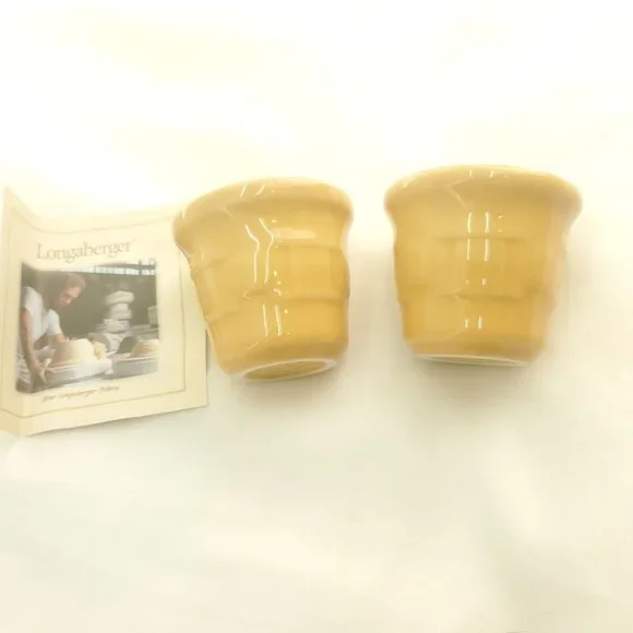 Longaberger 30974 Butternut Pottery Woven Traditions Two Piece Votive Set