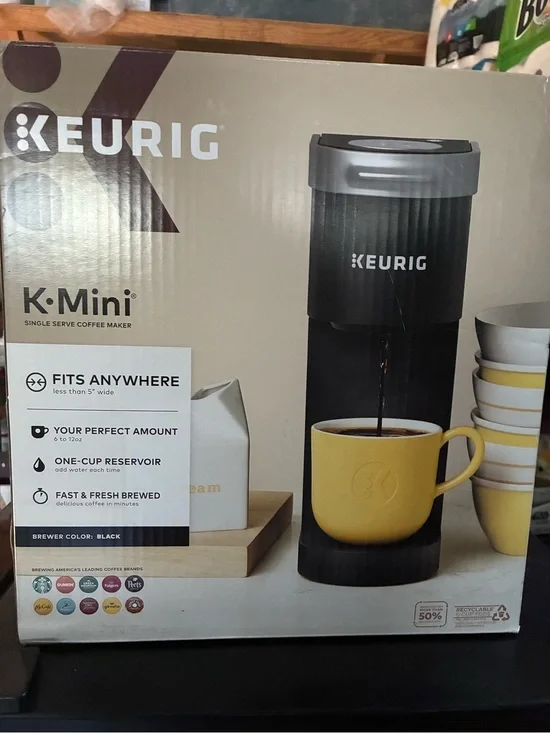Keurig K-Mini Single Serve Coffee Maker - Black with Yellow Mug
