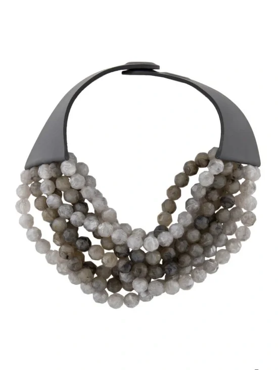 Fairchild Baldwin Multi-Strand Gray Bead Statement Necklace