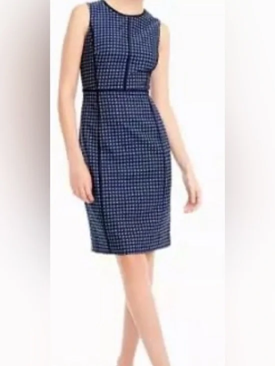 J. Crew Paneled Sheath Dress blue navy Green Size 10 preppy
