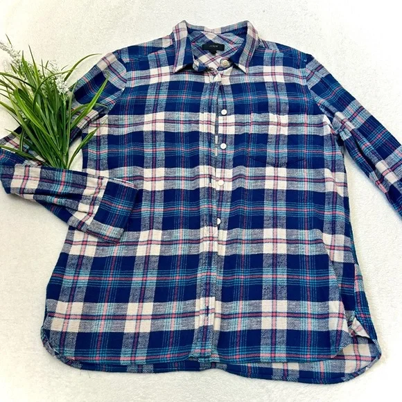 J. Crew Plaid Flannel Button Down Top - Size 10