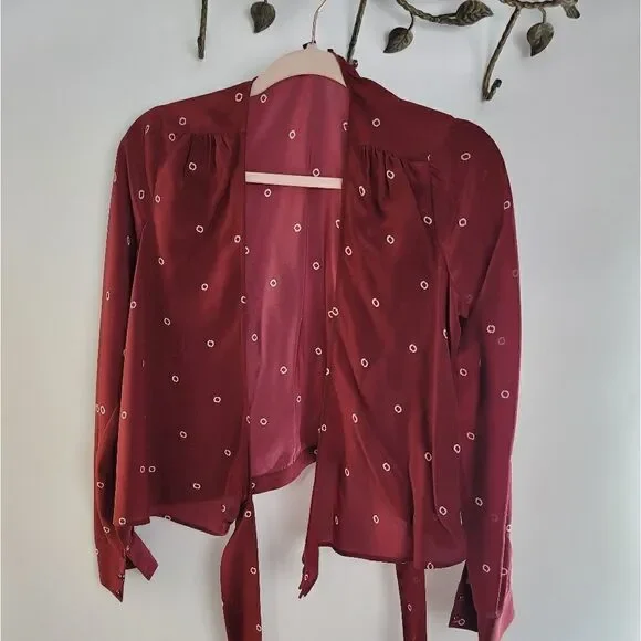 J crew red 100% silk wrap blouse