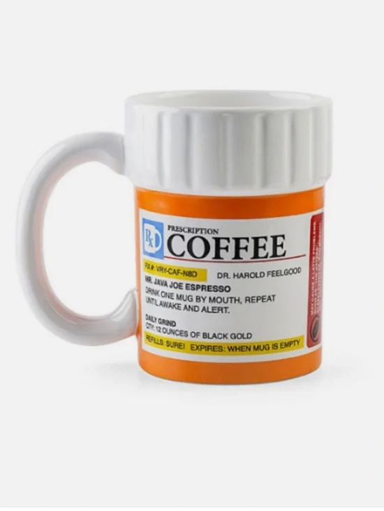 Prescription Coffee Orange Ceramic Mug with White Handle by