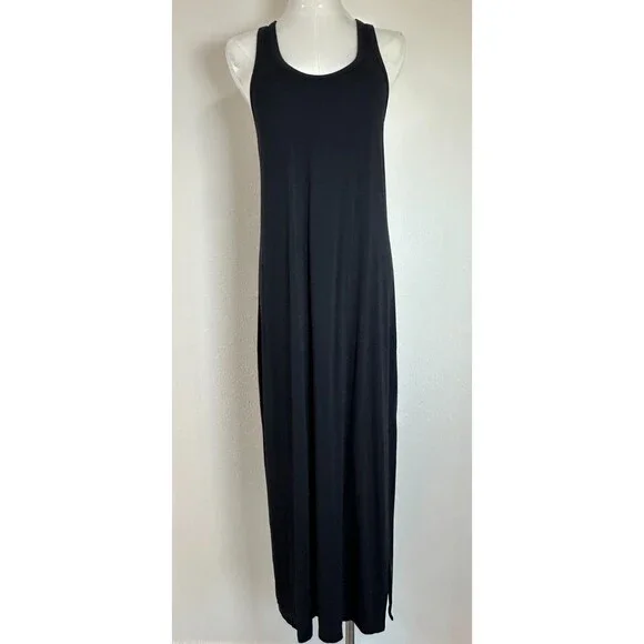 J.Crew Black Maxi Tank Dress XS Racerback Stretch Viscose Blend Minimalist