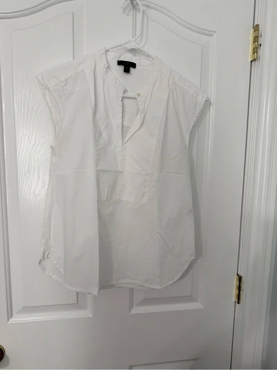 Jcrew Casual White Short-Sleeve Popover Shirt