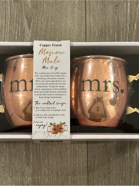 Copper Finish Moscow Mule Mug‎ Set - Mrs. Copper