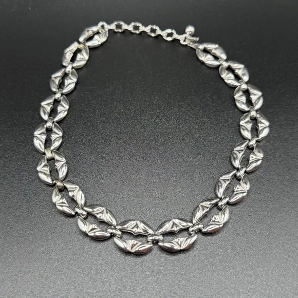 Estate Vintage Silver Plated Link Art Deco Style Choker Necklace 12