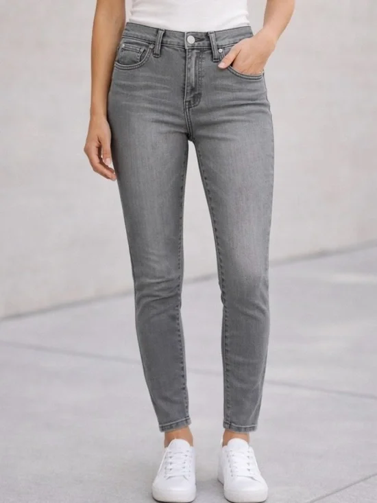 J. Crew High-Rise Slim Jeans — Gray